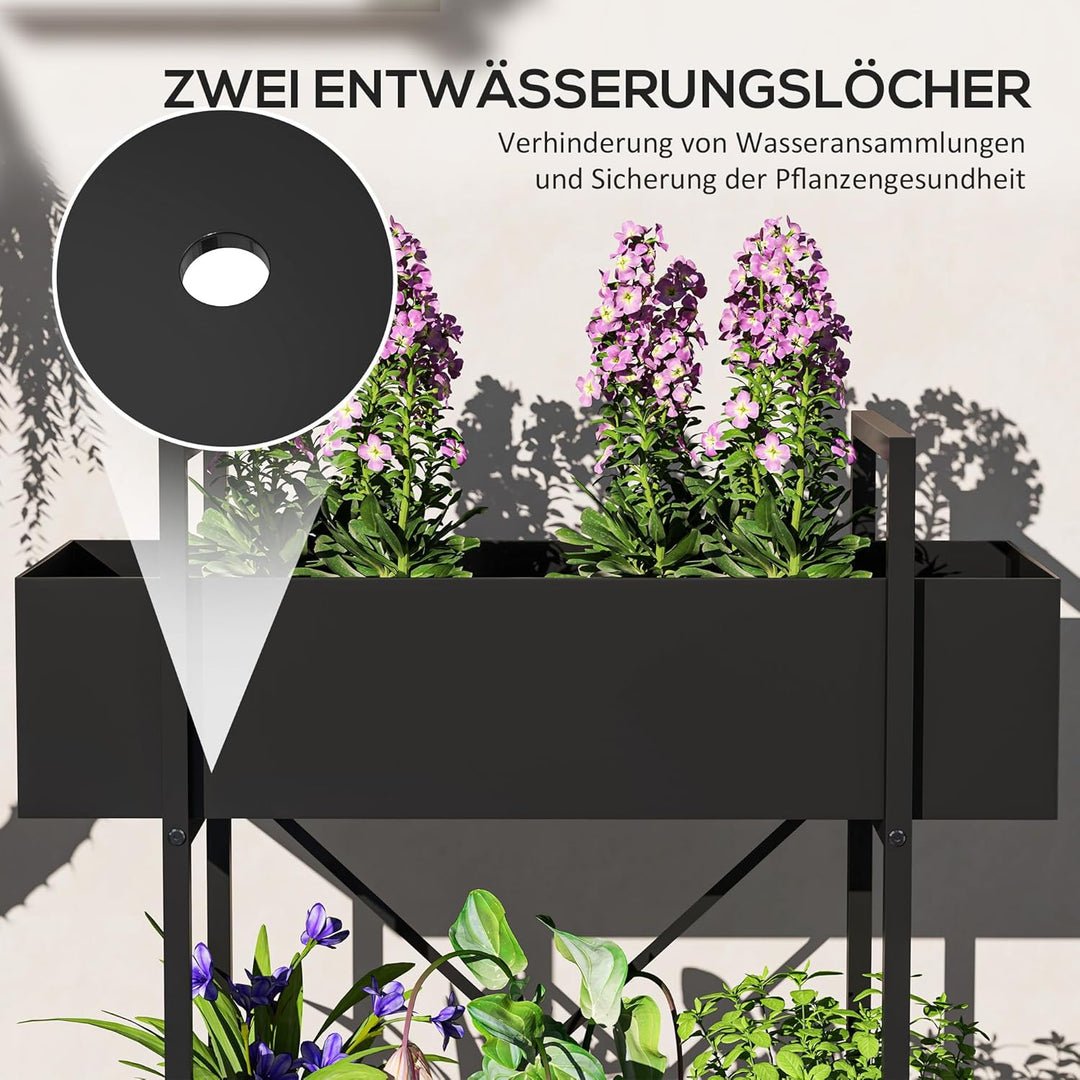 Outsunny 2-Etagen Pflanzenständer, Blumenständer für Innen Aussen, Pflanzenregal aus Metall, mehrstö