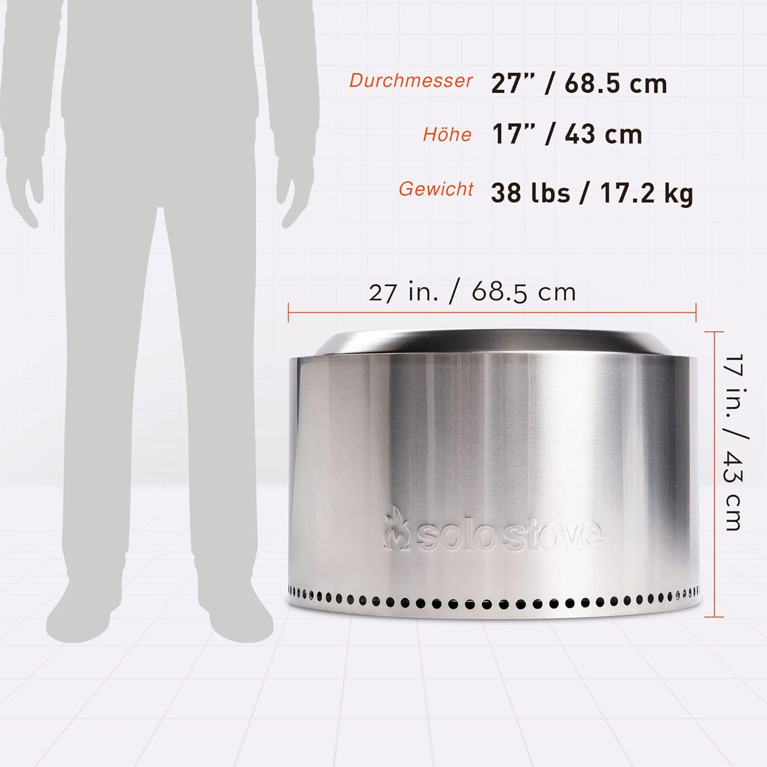 Solo Stove Feuerschale Yukon 2.0 | Feuerstelle für Raucharme Holzverbrennung, Herausnehmbare Auffang