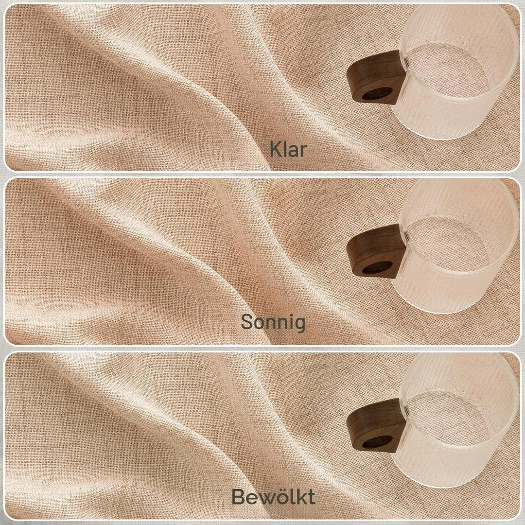 MIULEE Wohnzimmer Vorhänge Gardinen Leinen Ösenvorhang Leinenoptik Vorhang Boho Gardine mit Ösen Sem