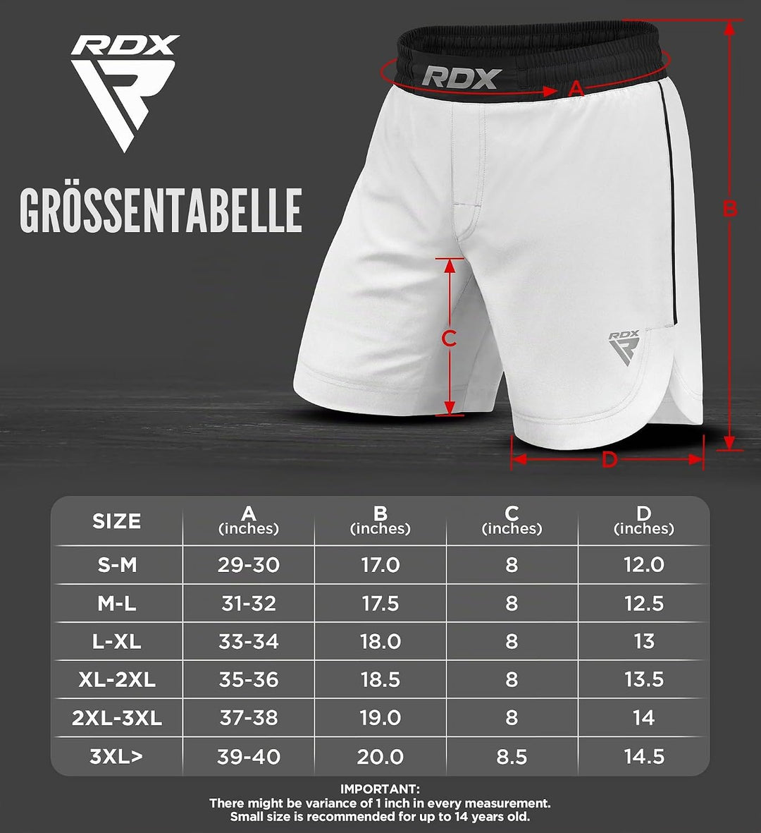 RDX MMA Shorts Sporthose Herren Kurz, Kampfsport Boxen Trainingshose Männer, Kickboxen Muay Thai Box