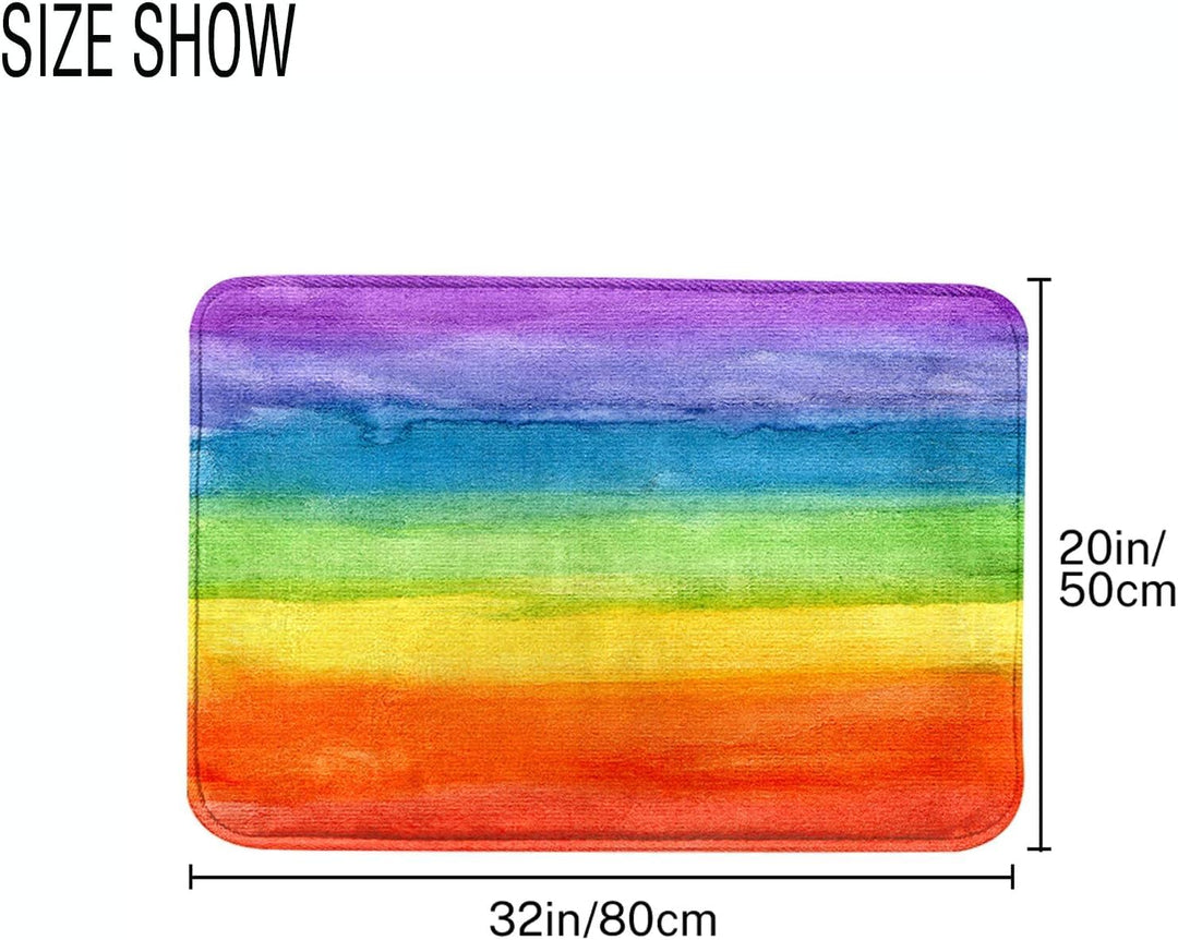 Britimes Badematten für Badezimmer, Badvorleger, rutschfest, bunte Streifen, Regenbogen, waschbarer