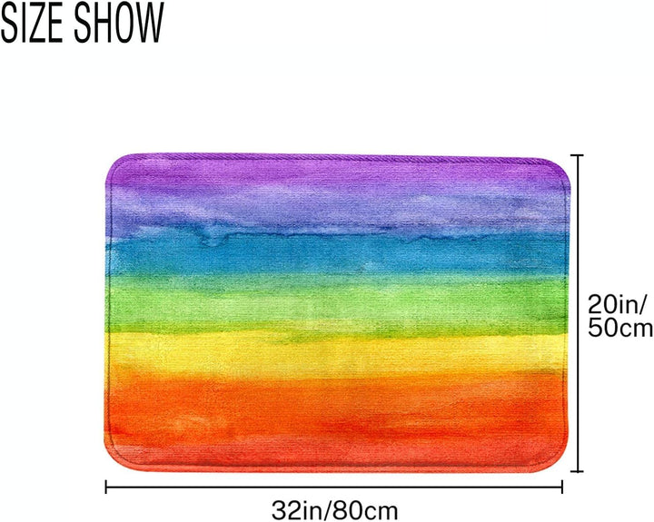 Britimes Badematten für Badezimmer, Badvorleger, rutschfest, bunte Streifen, Regenbogen, waschbarer