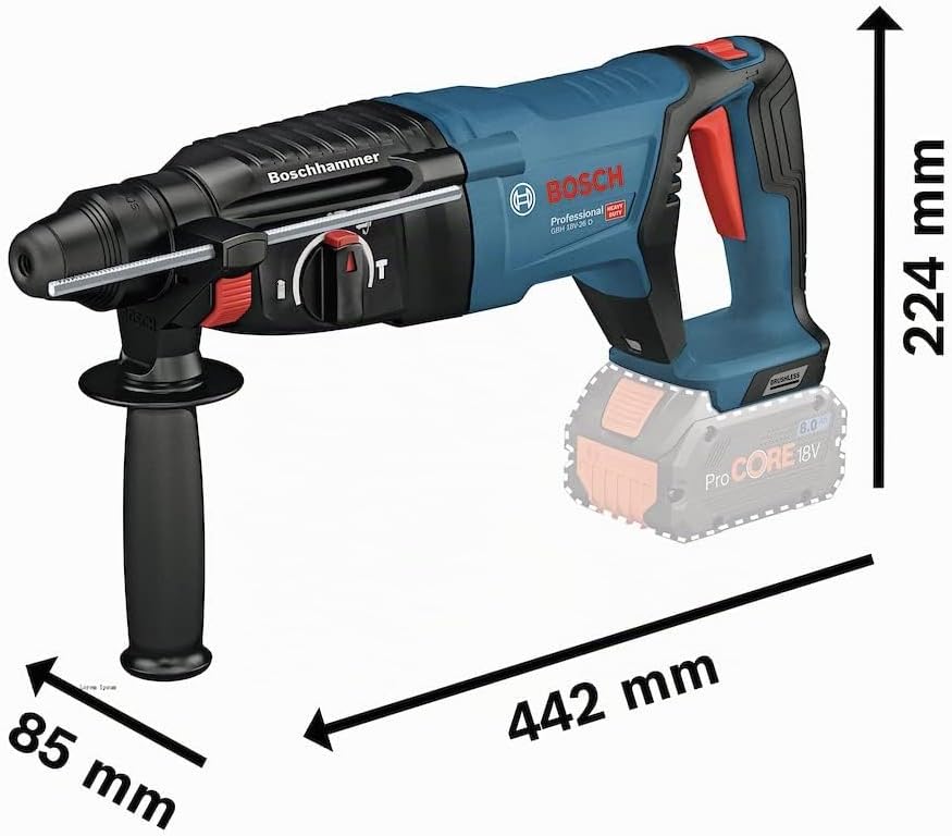 Bosch Professional 18V System Bohrhammer GBH 18V-26 D (ohne Akku, max. Schlagenergie: 2,5 J, Wechsel