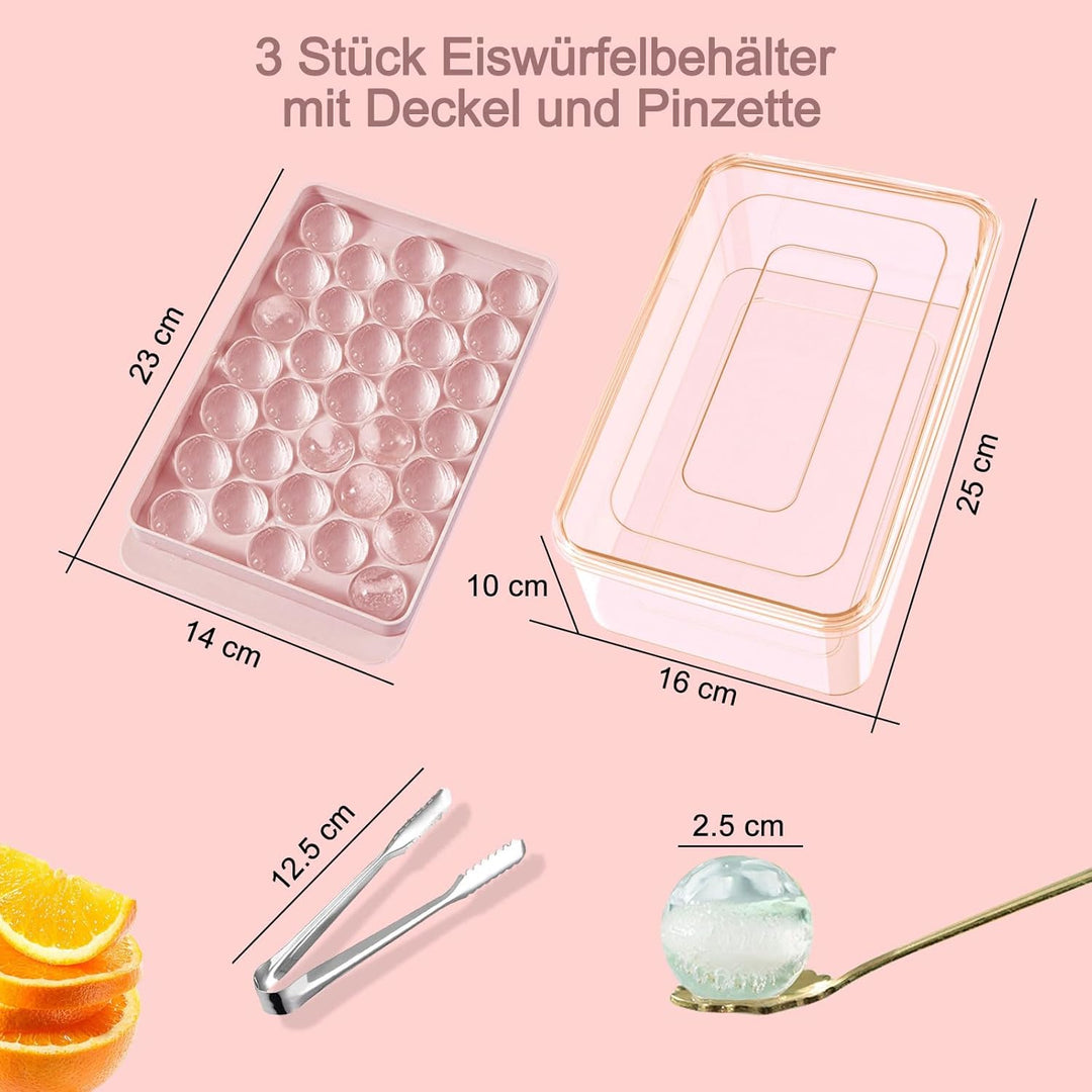 Miaowoof Eiswürfelform mit Deckel und Behälter, 2,5 cm x 99 Stück Runde Eiswürfel, Non-BPA Eiswürfel