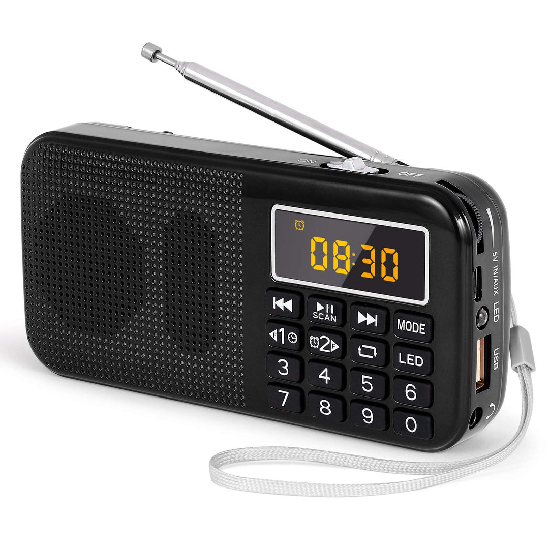 PRUNUS J-725 FM UKW Radio Klein, Digital Radio mit 3000mAh Wiederaufladbare Batterie, Kofferradio Tr
