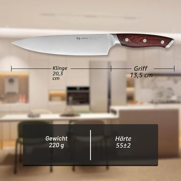 Kochmesser,Profi Messer aus hochwertigem Kohlenstoffstahl, scharfes Küchenmesser mit ergonomischem P