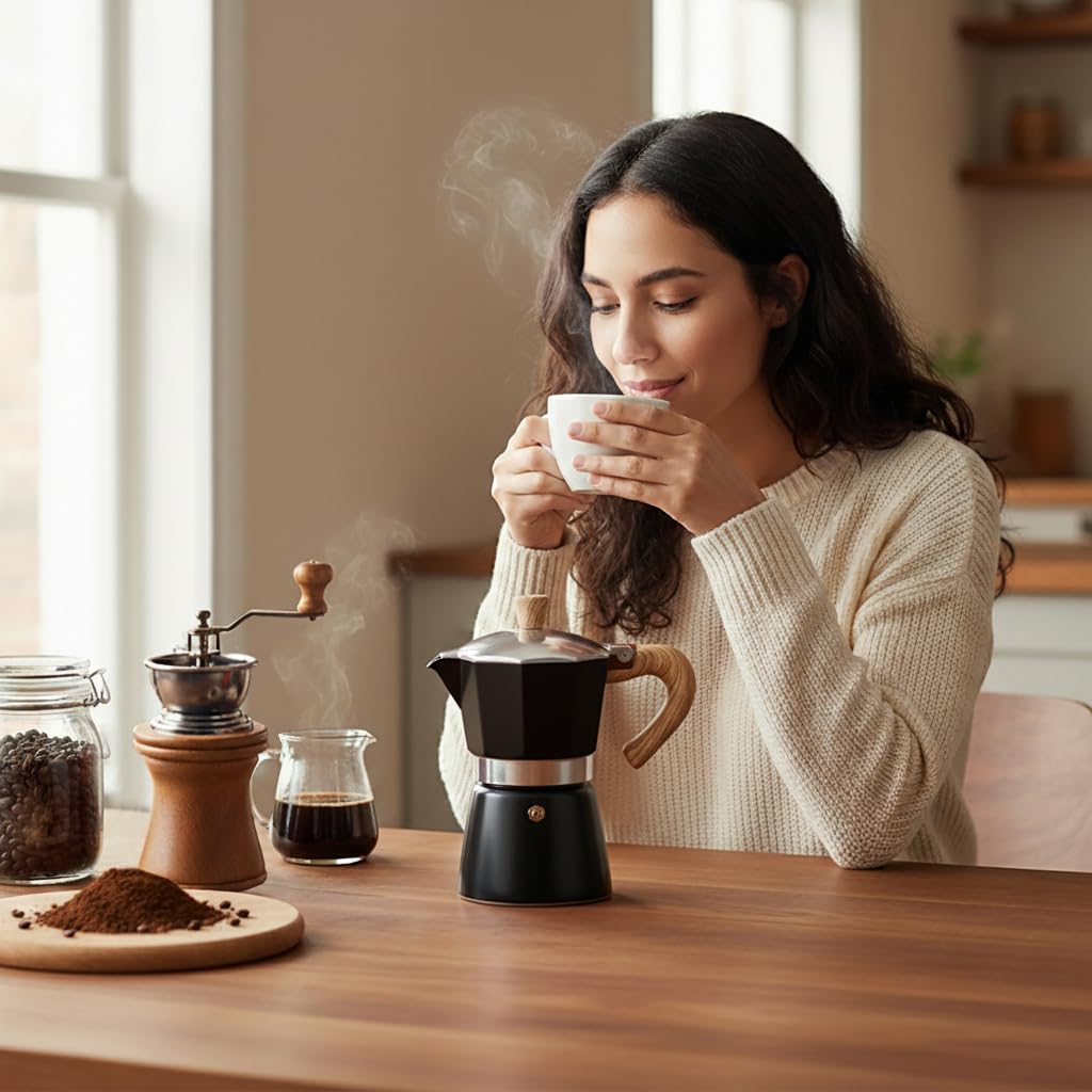 Espressokanne（300ml）Aluminium Mokkakanne，Espresso Kaffeekanne zur Zubereitung von Italienischen Espr