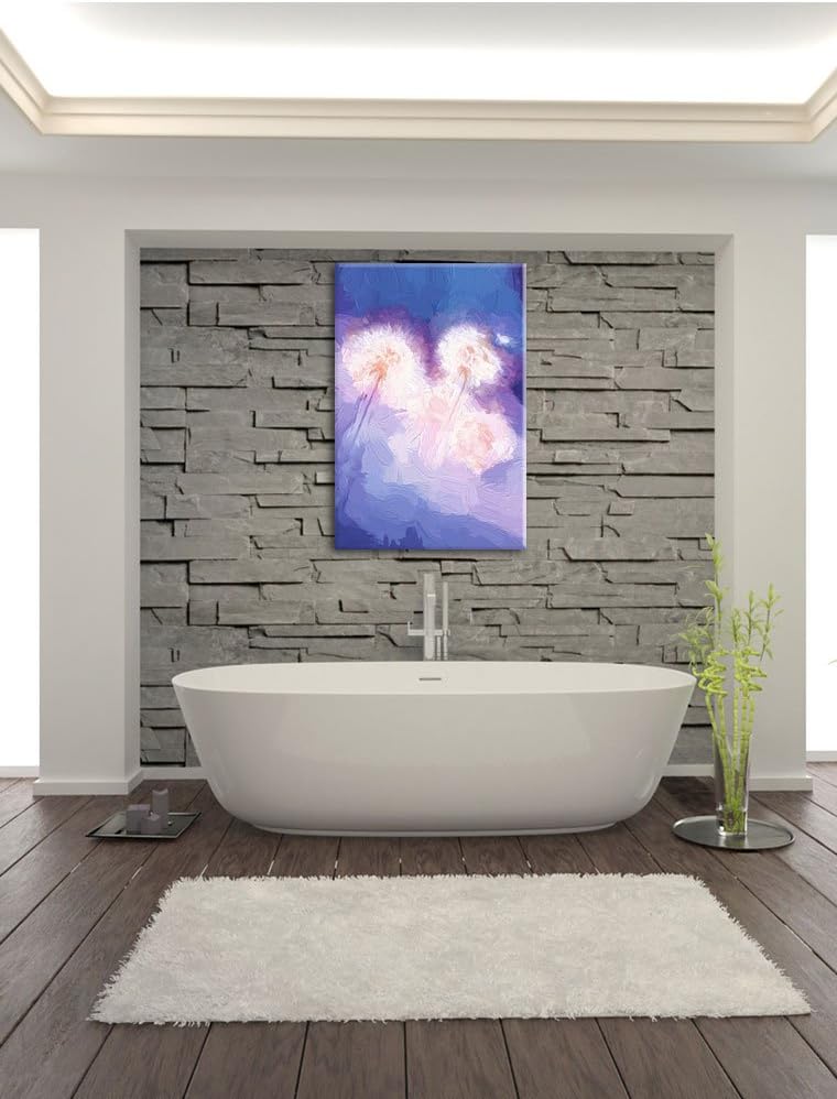 Pixxprint Pusteblumen im morgendlichen Wind Kunst Pinsel Effekt, Format: 100x70 auf Leinwand, XXL ri