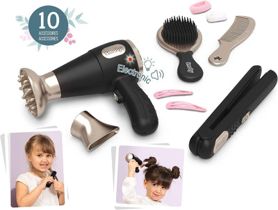 Smoby Toys - My Beauty Frisier-Set für Kinder - Haar-Styling-Spielzeug mit batteriebetriebenem Föhn,