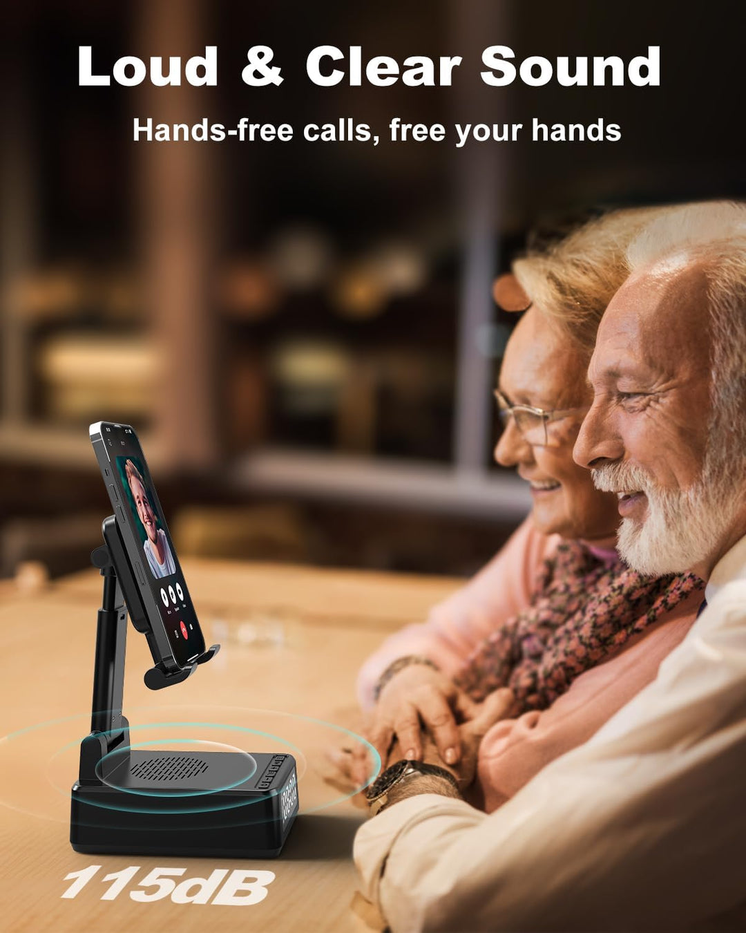 Bluetooth Lautsprecher mit Faltbarer Handyhalterung, 6-in-1 Tragbarer Musikbox, Handy Ständer mit We