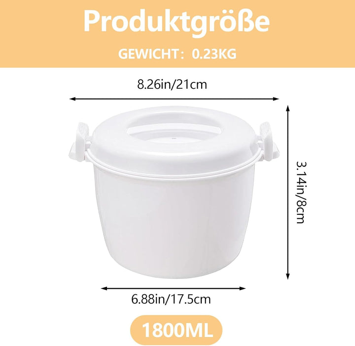 Reiskocher Mikrowelle, Tragbarer Mikrowellen Reiskocher, Mikrowellen Dampfgarer mit Reislöffel & Fil