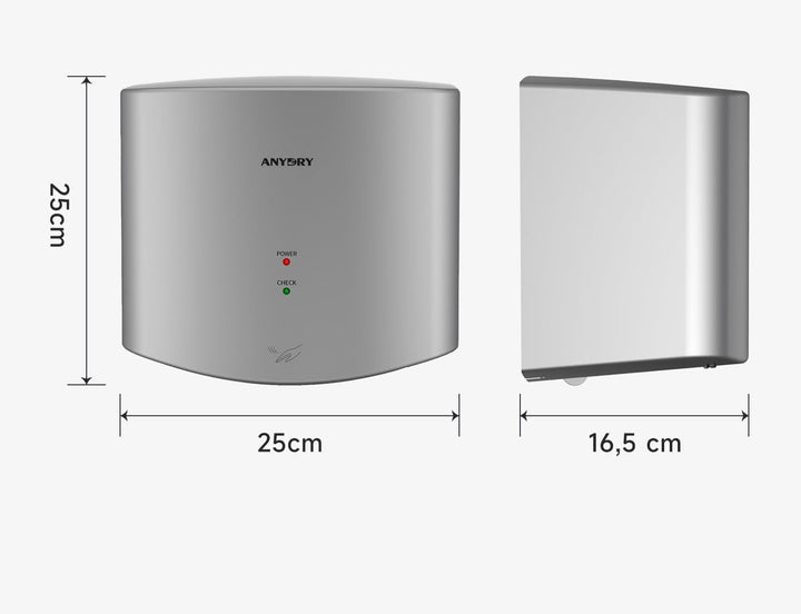 anydry 2630S Kompakter Händetrockner,Automatischer Elektrischer Händetrockner für Wandmontage,Für Ge