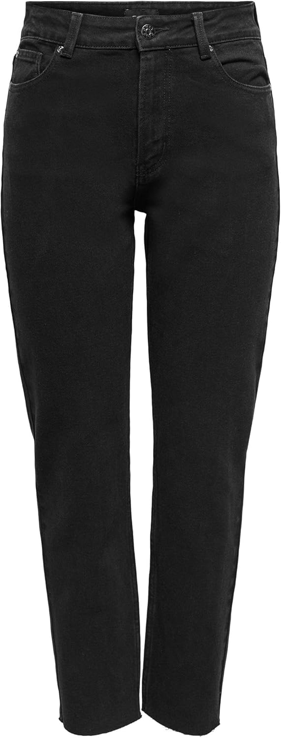 ONLY Damen ONLEMILY HW STR CRP ANK RAW MAE034 15219264 S Black Denim, S Black Denim