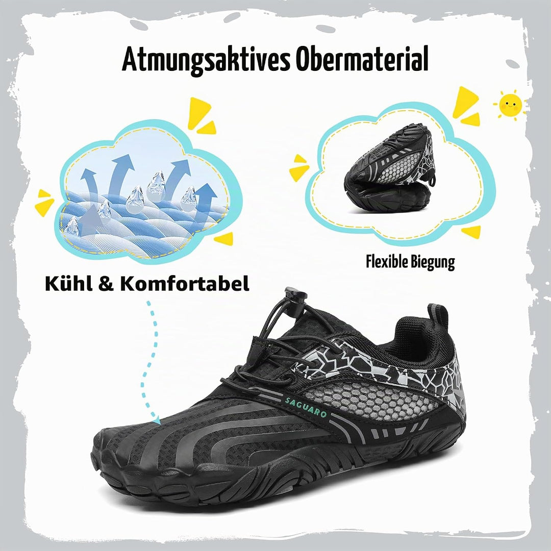SAGUARO Jungen Mädchen Barfussschuhe Atmungsaktiv Badeschuhe für Kinder Gr.24-36 24 EU Schwarz, 24 E