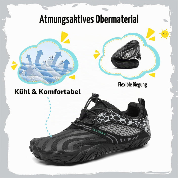 SAGUARO Jungen Mädchen Barfussschuhe Atmungsaktiv Badeschuhe für Kinder Gr.24-36 24 EU Schwarz, 24 E