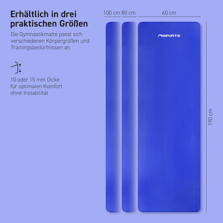 MSPORTS Gymnastikmatte Premium inkl. Tragegurt + Übungsposter + Workout App I Hautfreundliche Fitnes