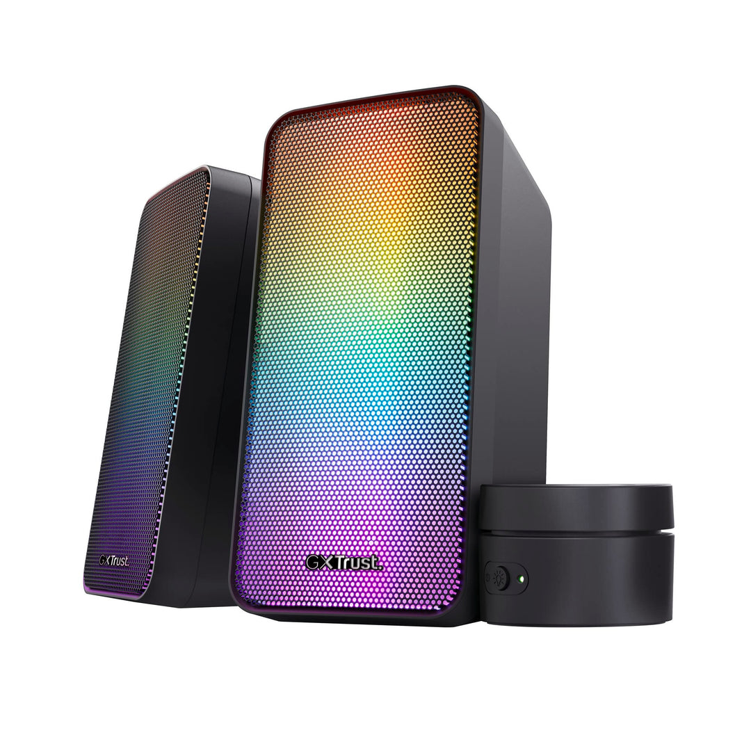 Trust Gaming GXT 611 Wezz 2.0 PC Lautsprecher mit RGB LED-Beleuchtung, 12 W (6 W RMS), 3,5 mm AUX Kl
