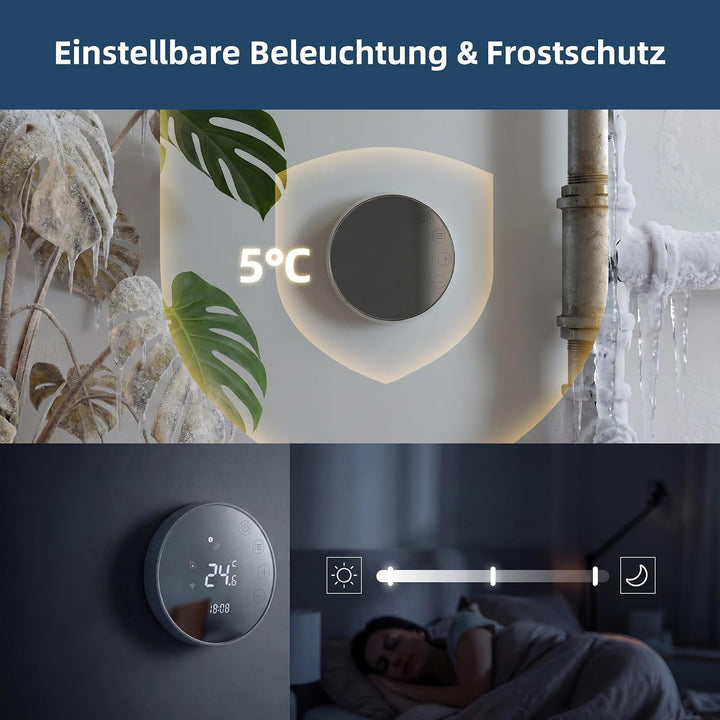 Beok Smart fussbodenheizung Thermostat, Programmierbare WiFi Thermostate für unterFussboden Elektris