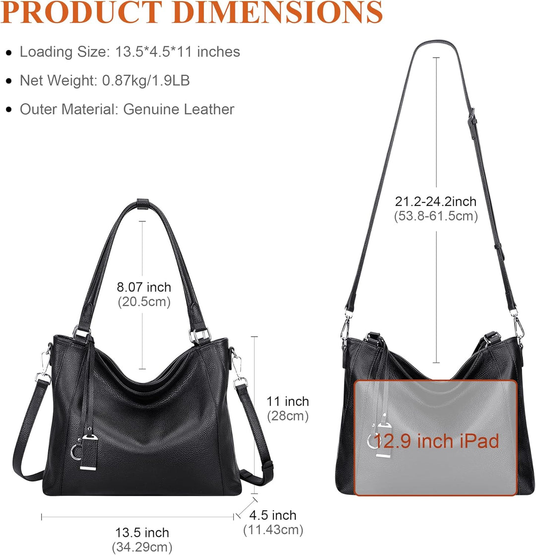 Soft Leather Handbags for Women Shoulder Hobo Bag Large Tote Crossbody Bag By OVER EARTH Grösse L, S