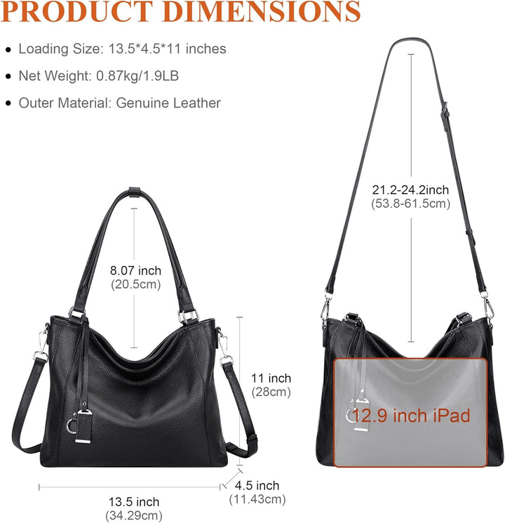 Soft Leather Handbags for Women Shoulder Hobo Bag Large Tote Crossbody Bag By OVER EARTH Grösse L, S