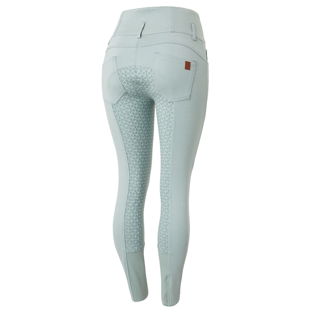 Horze Damen-Reithose mit hoher Taille, Tara, Vollbesatz, Silikon Aqua Grey Green 40, Aqua Grey Green