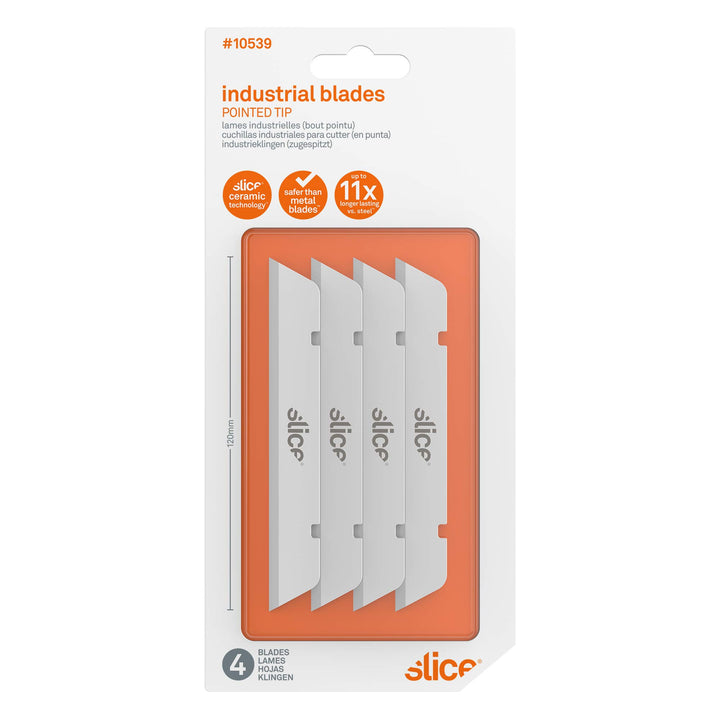 Slice 10539 | Industrieklingen Spitz 4 Stück | 12cm Kantenlänge | Für Slice Industrie-Cuttermesser |
