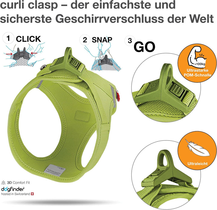 Vest Harness curli Clasp Air-Mesh Lime 2XS Lime 2XS Einfarbig, Lime 2XS Einfarbig