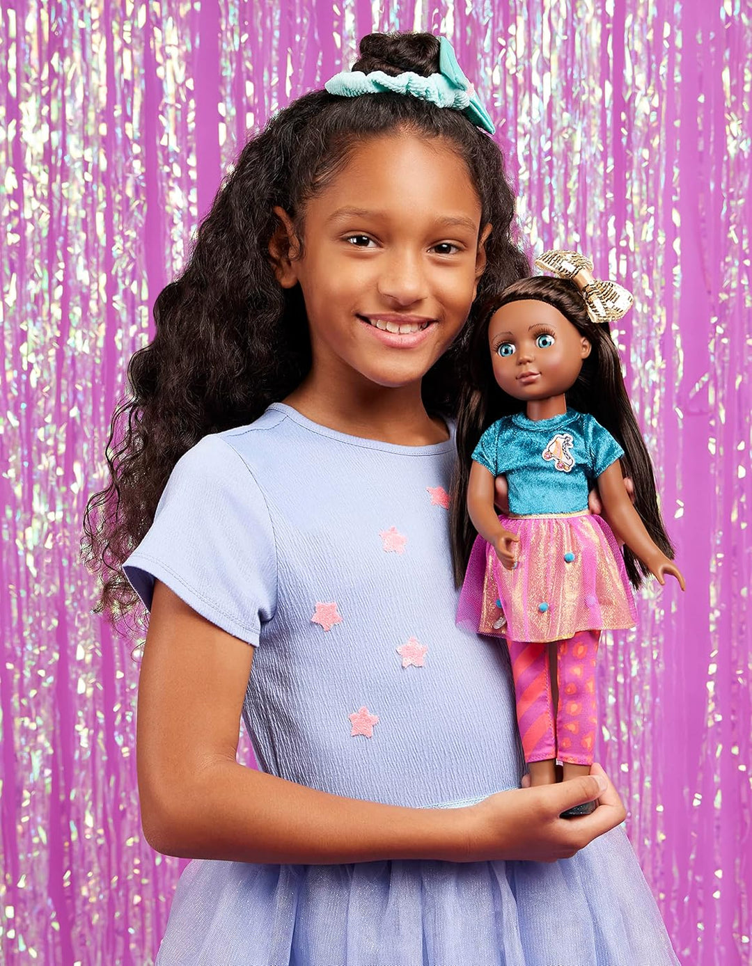 Glitter Girls Puppe Odessa – Bewegliche 36 cm Puppe mit Puppenkleidung, Zubehör und braunen langen H