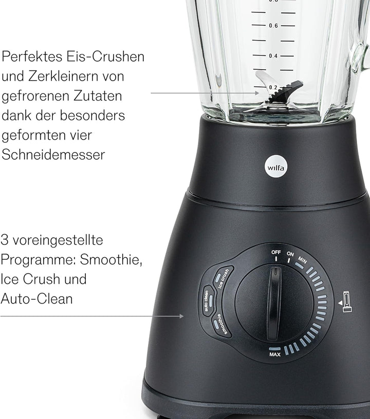 Wilfa XPLODE AUTO Standmixer - 1,8l Borosilikat-Glaskrug inkl. Mess-Skala - 1.500 Watt - 3 Programme