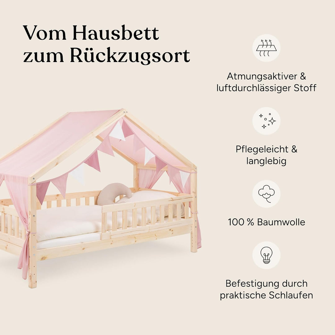 Ehrenkind® Betthimmel Set 120x200 cm für Panorama Hausbett Lille, Jade Jade H420 x B120 cm (1er Pack
