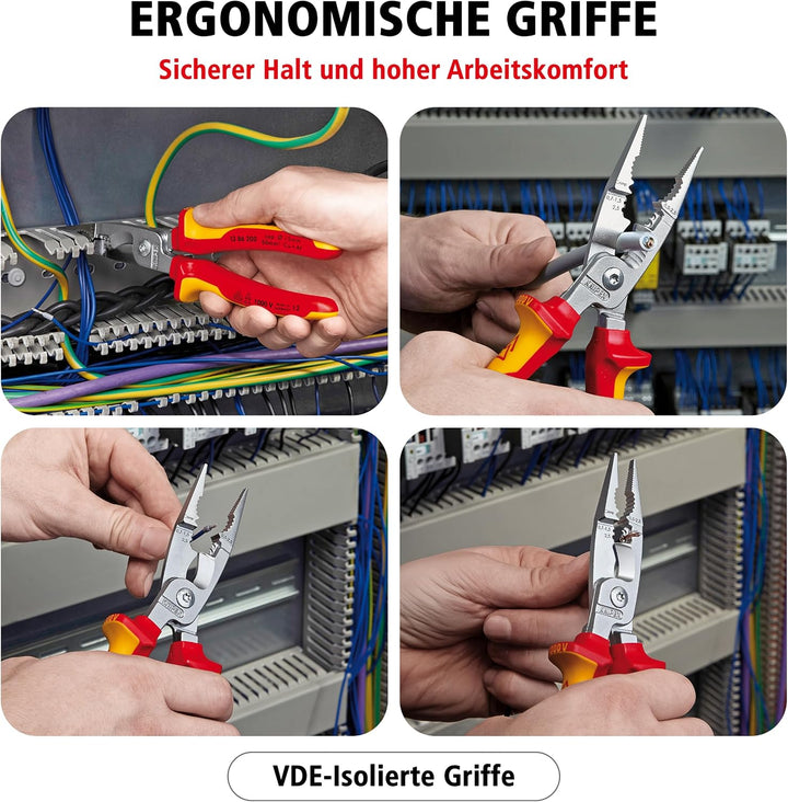Knipex Elektro-Installationszange verchromt, isoliert mit Mehrkomponenten-Hüllen, VDE-geprüft 200 mm
