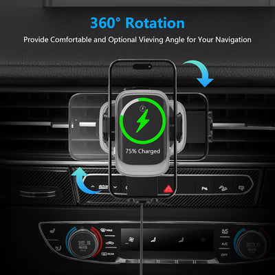 BESTEK Handyhalterung Auto mit Ladefunktion, 15W Fast Wireless Charger Auto Kabellose Ladegeräte kfz