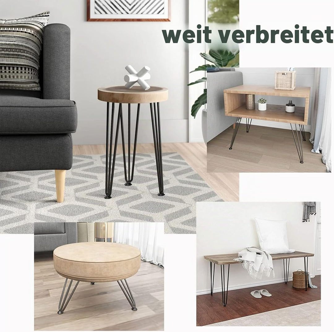 Moendergo 4er Tischbeine 3 Stangen Hairpin Tischbeine Haarnadelbeine Möbelfüsse für Esstisch Couchti