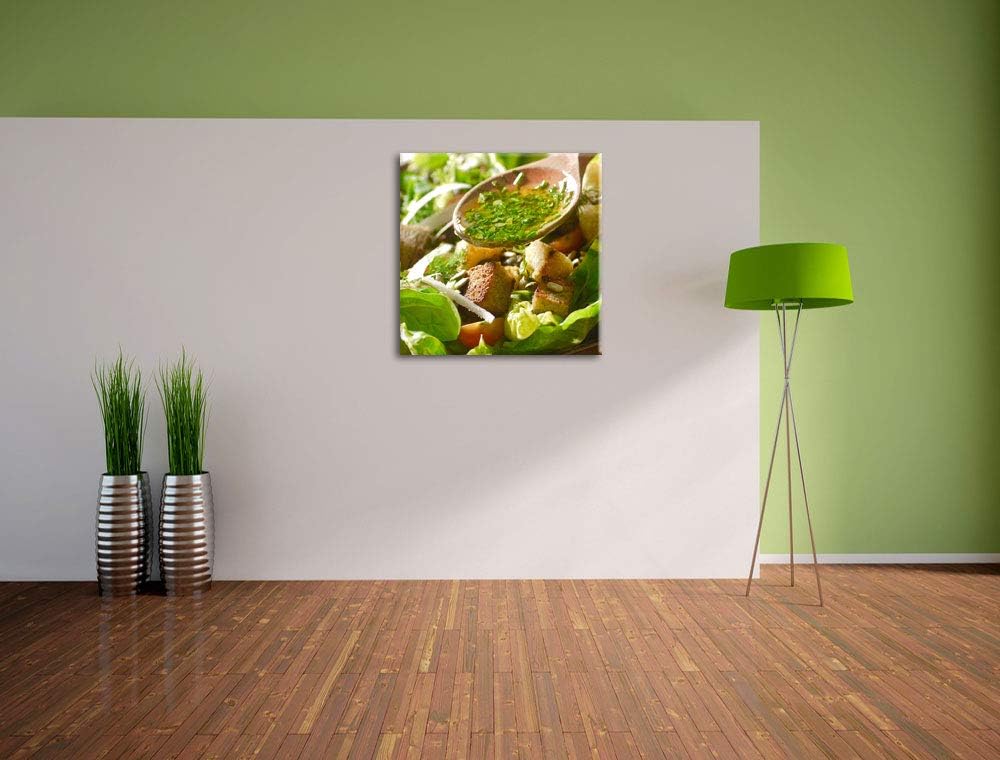 Kräuter Vinaigrette, Format: 70x70 auf Leinwand, XXL riesige Bilder fertig gerahmt mit Keilrahmen, K