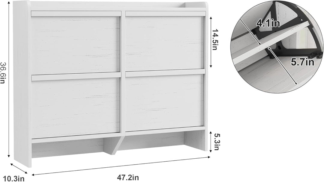 Schuhschrank 4 Klapptüren, Moderner Schuhschrank mit Metallbeinen, Schuhaufbewahrung, Flurschrank fü
