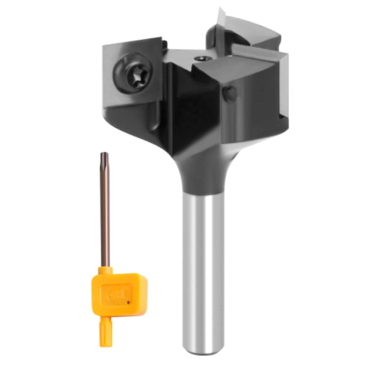 Sinoprotools Planfräser 8mm Schaft, 3-seitigem Hobelfräser mit Wendeplatten 12mm Hartmetallmesser, D
