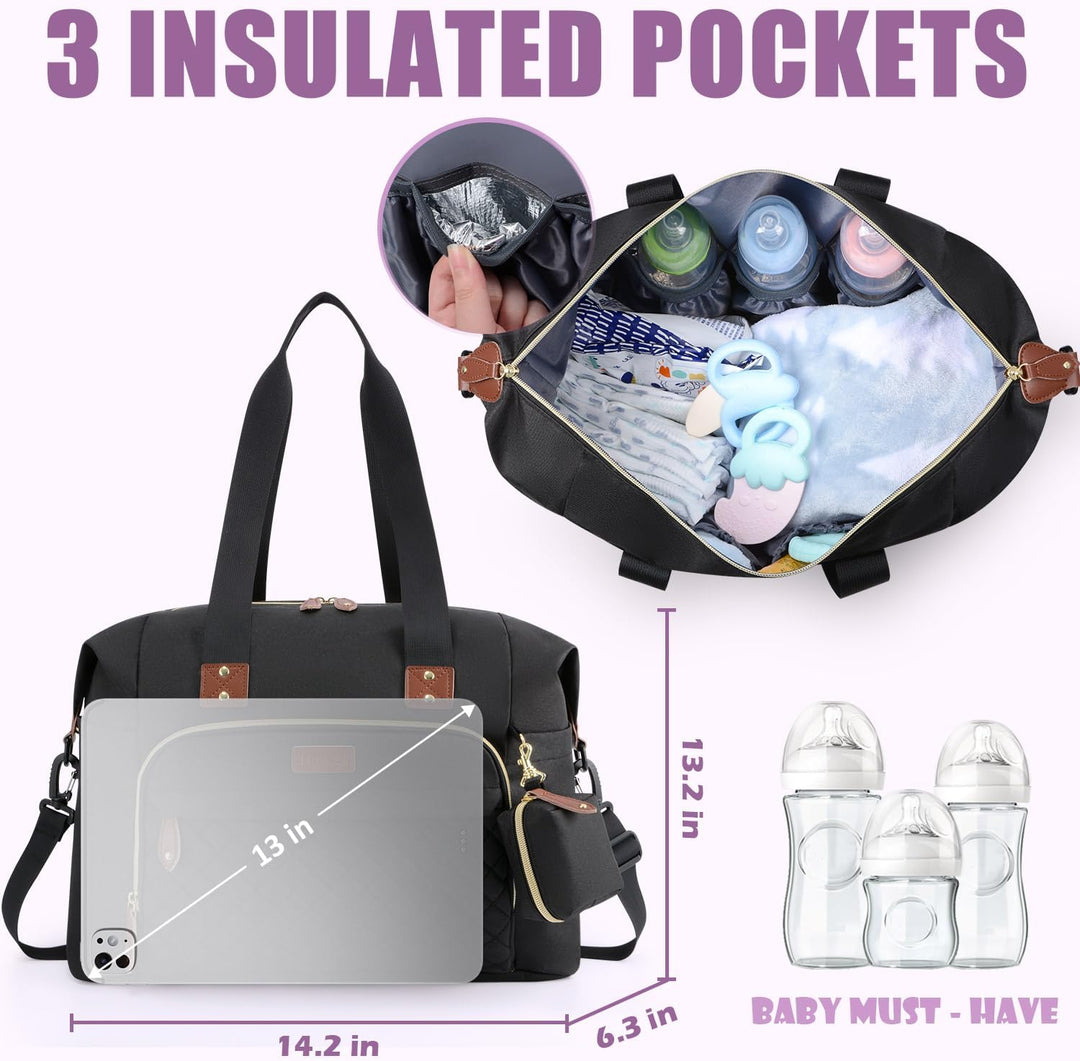 Tuwubi Wickeltasche Rucksack mit Schnullertasche, grosse Reise-Wickeltasche für Mama und Papa, multi