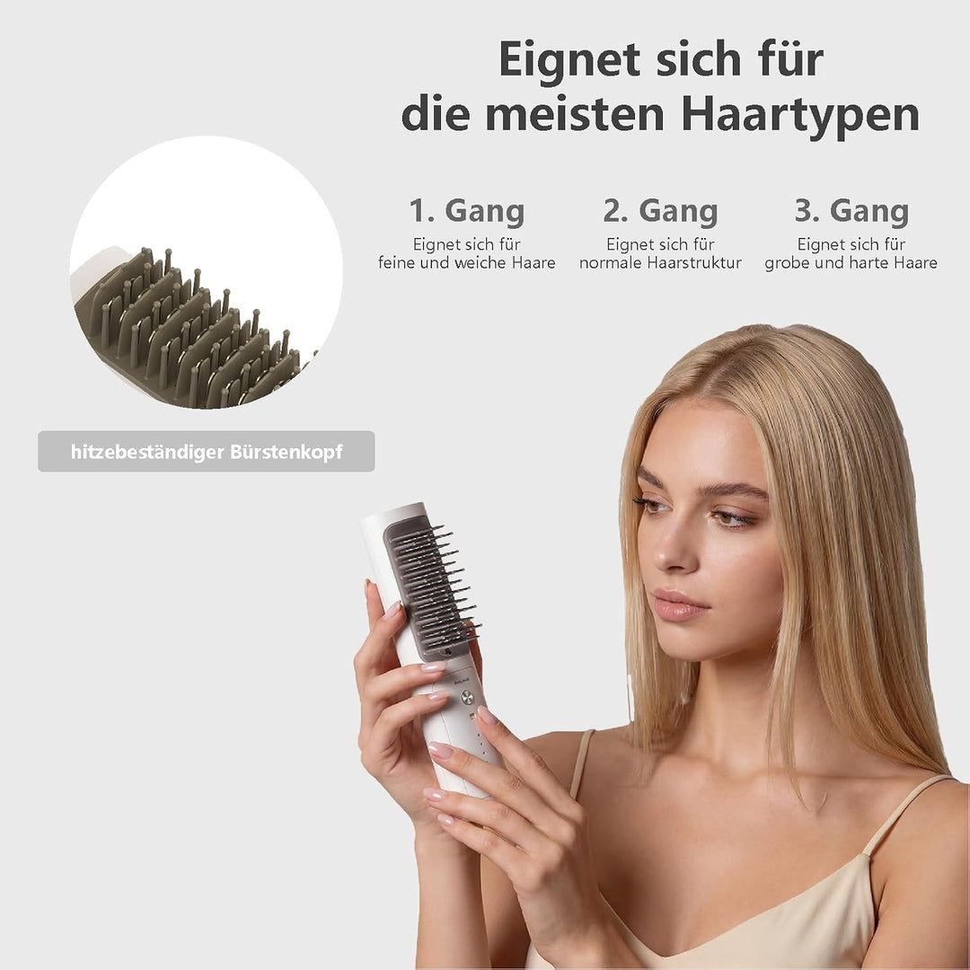 Glättbürste Kabellos,3 in 1 Haarglätter Bürste mit Millionen Negative Ionen,Haarglättungskammmit 3 m