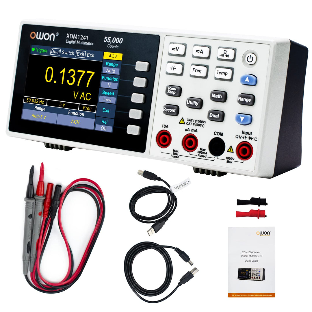OWON XDM1241 Tragbares Tischmultimeter mit 3,5 Zoll 55.000 Count True RMS Ultraleicht Mit Lithium-Ba