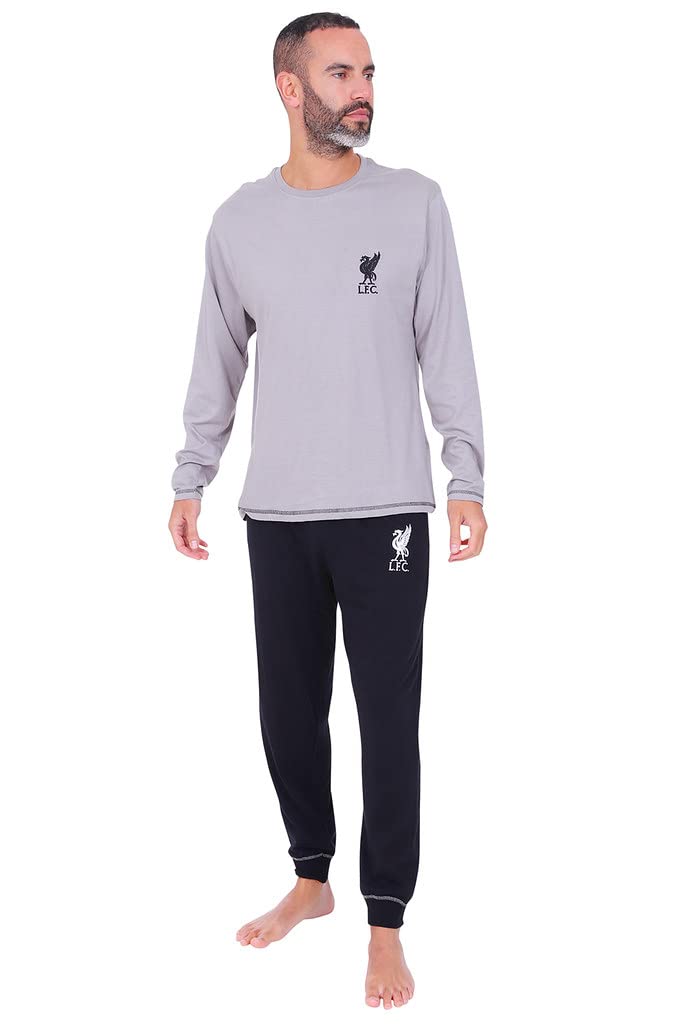 Herren Schlafanzug Liverpool Football Club, lang, Rot XXL Grau, XXL Grau