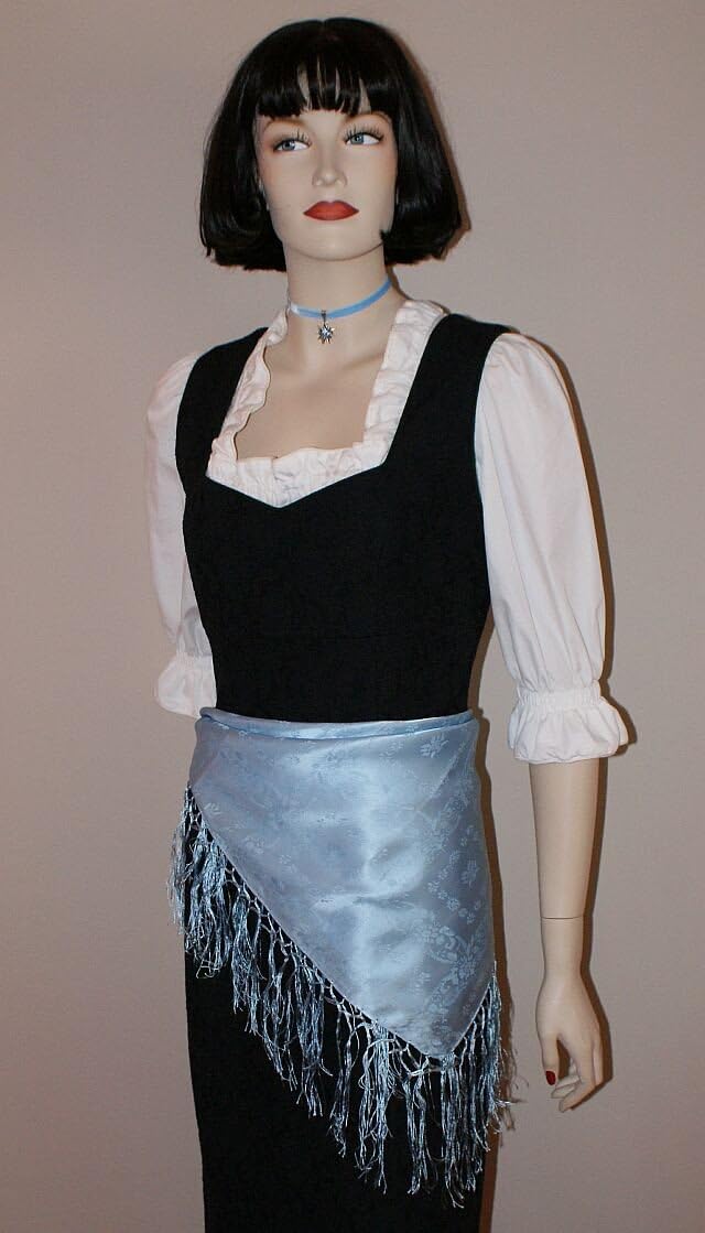 Seidentuch Dirndl-Trachtentuch Tuch hellblau 75x75cm Dirndltuch Seide Fransentuch Tracht Trachtensei