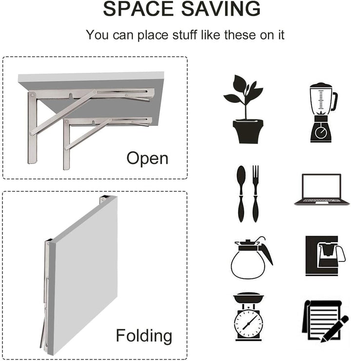 YUMORE Folding Shelf Bracket 20 inch,Heavy Duty Stainless Steel Collapsible Brackets Load 330lb Wall