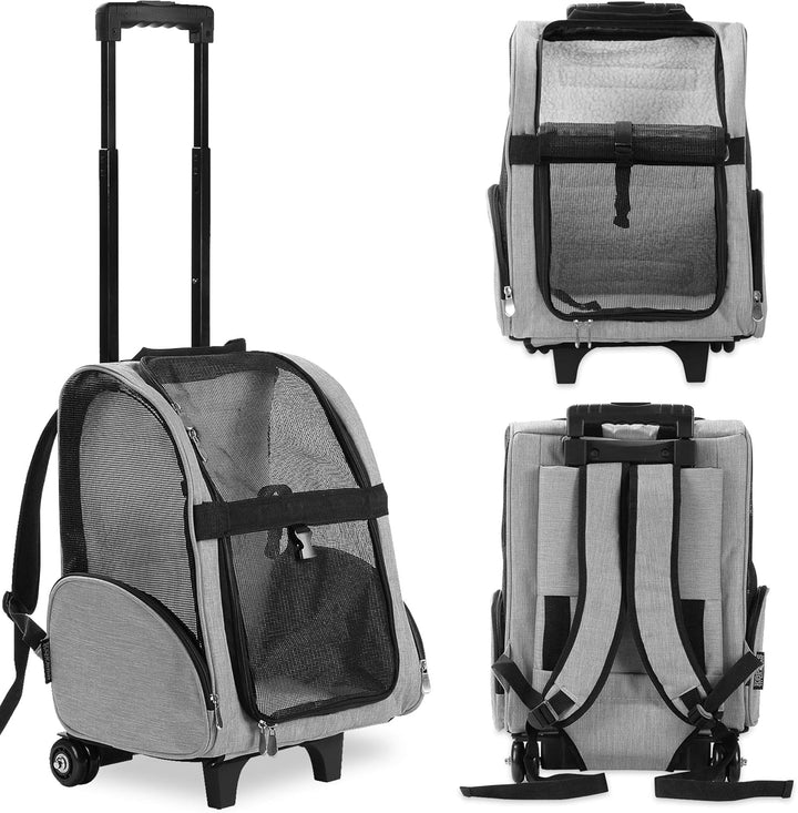 KOPEKS Deluxe-Rucksack/Reisetasche für Haustiere mit Doppelrollen, Medium, grau grau Medium, grau Me