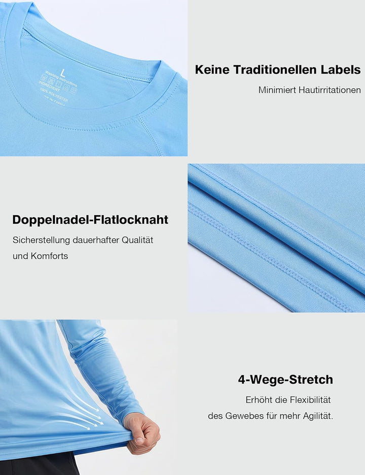ZENGVEE 3er Pack Rashguard Herren, UPF 50+ UV Schutz Shirt Herren Schnelltrocknend Leicht Atmungsakt