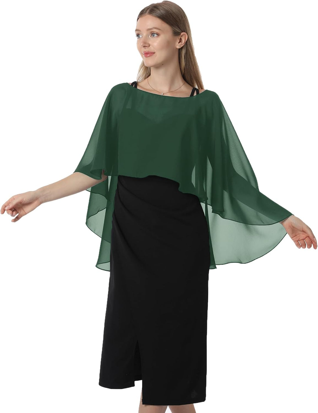 Damen Chiffon-umhang001 Pashmina-Schal Einheitsgrösse Moosgrün, Einheitsgrösse Moosgrün