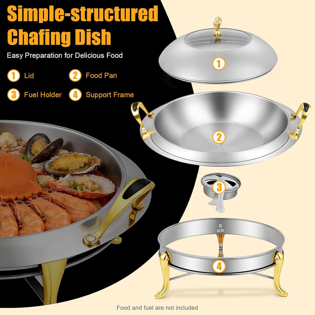 3Liter Speisewärmer Chafing Dish Warmhaltebehälter Wärmebehälter für Haushalt Cafeterias Hotelrestau