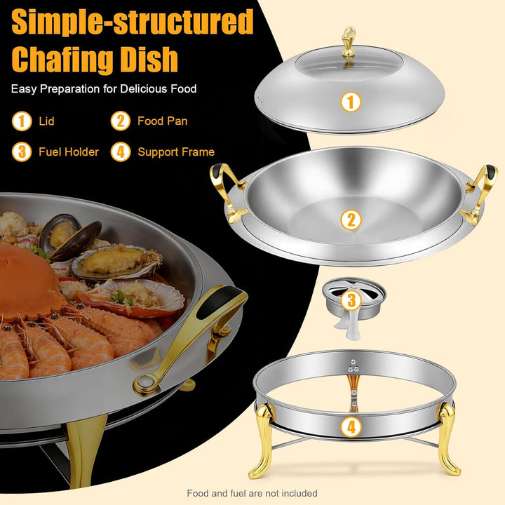 3Liter Speisewärmer Chafing Dish Warmhaltebehälter Wärmebehälter für Haushalt Cafeterias Hotelrestau