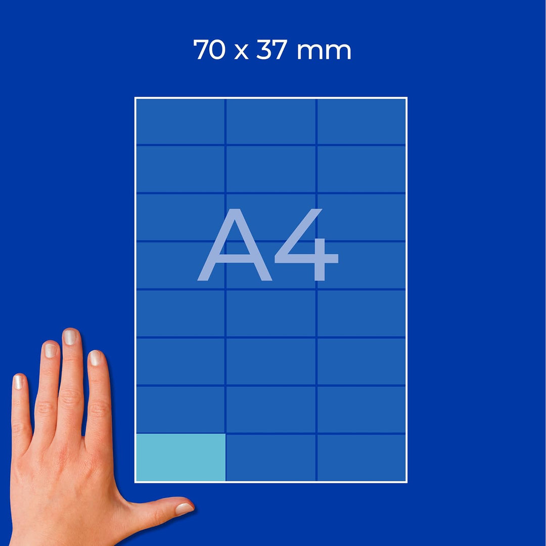 AVERY Zweckform 3449 Blaue Etiketten (2.400 Aufkleber, 70x37mm auf A4, permanent haftend, selbstkleb