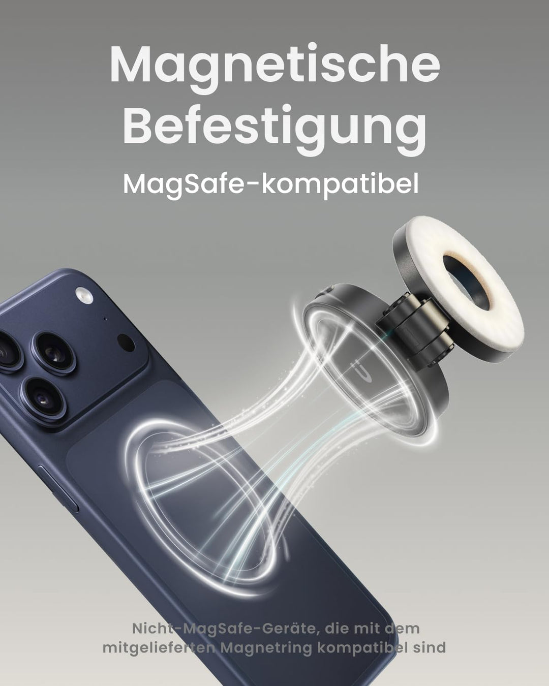KraftGeek Magnetische Selfie Licht Kompatibel mit Magsafe, Tragbares LED Handy Licht für iPhone/Andr