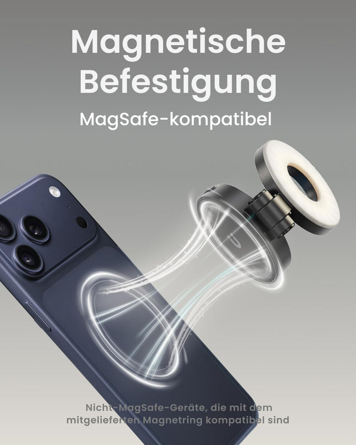 KraftGeek Magnetische Selfie Licht Kompatibel mit Magsafe, Tragbares LED Handy Licht für iPhone/Andr